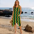 thumbnail image 3 of HELLHERO Summer Sleeveless Dress, Jamaican Zigzag Stripes Side Pockets Asymmetric Hem Midi Dress, Irregular Hem Round Neck Sleeveless Sundress for Work, 3 of 8