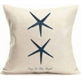 thumbnail image 3 of Ocean Nautical Theme Set of 4 Cotton Linen Marine Life Blue Seahorse Crab Coral Starfish Throw Pillow Cases Couch Sofa Home Decorative Cushion Cover 18"x18" (GQ002), 3 of 6