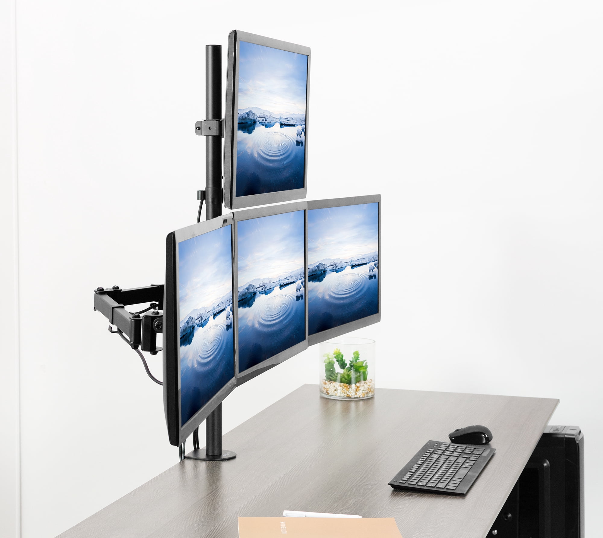 VIVO Quad Heavy Duty 13" to 24" Monitor Desk Mount | 3 + 1 Stand Holds 4 Screens