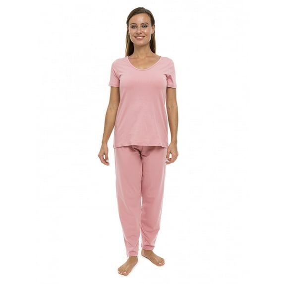 Pajama Set PJ Cotton Lounge Sleep Wear V-Neck Top & Long Pants by Lunarable