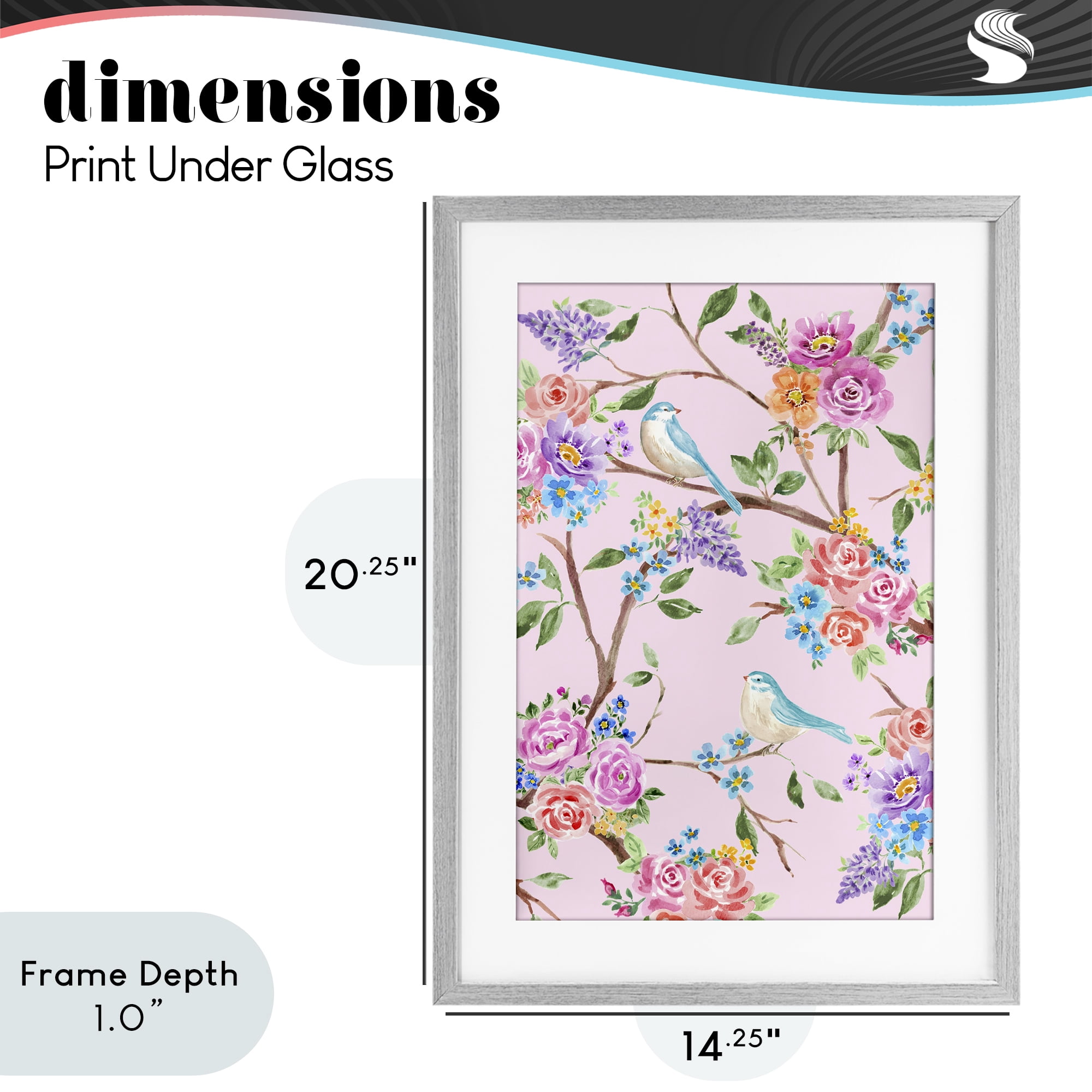 Stupell Industries Pink & Blue Spring Florals Gray Framed Print Under Glass, design by Corinne Haig
