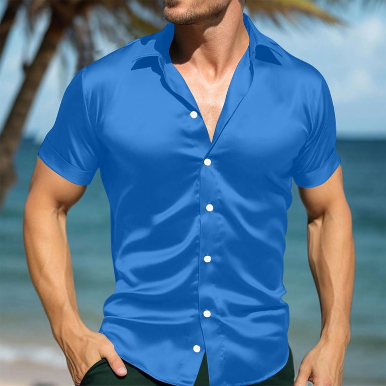 RYRJJ Mens Silk Button Down Shirt Short Sleeve Collared Satin Dress Shirts Summer Party Wedding Prom Shirt(Blue,4XL) - Walmart.com RYRJJ Mens Silk Button Down Shirt Short Sleeve Collared Satin Dress Shirts Summer Party Wedding Prom Shirt(Blue,4XL) - Walmart.com