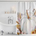 thumbnail image 3 of Grey Pumpkins Fall Shower Curtain, Waterproof Shower Curtains for Bathroom, Botanical Thanksgiving Maple Leaf Washable Fabric Bathtub Curtain Set Bath Decor with 12 Hooks Long 72"x84", 3 of 8
