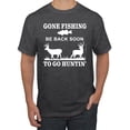 thumbnail image 1 of Wild Bobby, Gone Fishing Back Soon to Go Hunting, Men's Graphic Tees, Heather Black, 3XL, 1 of 3