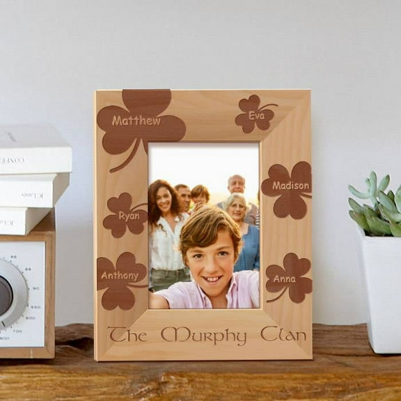The Clan Personalized Wooden Picture Frame 3 1/2" x 5" Brown (Vertical)