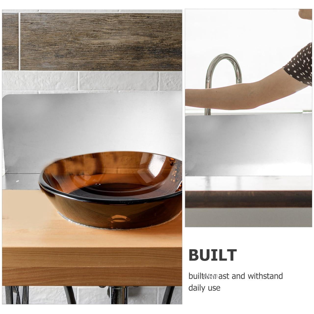 2pcs Sink Splashback Kitchen Splash Guard Water  Backsplash Stainless Steel Board Splashing-proof Waterproof (15 X 6 Inch)