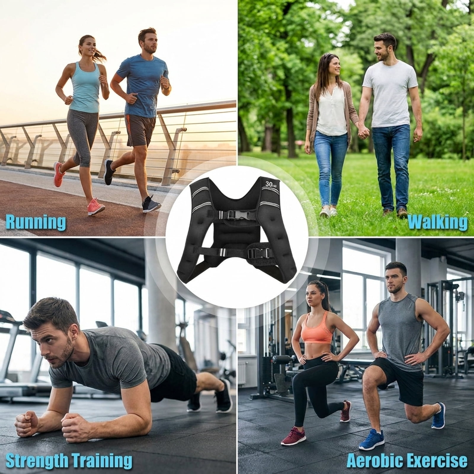 Airfind Adjustable Weighted Vest with Removable Pockets for Strength and Endurance Workouts for Men and Women, Black