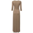 thumbnail image 3 of Doublju Women's 3/4 Sleeve Wrap Front Maxi Dress with Tie Waist, 3 of 4