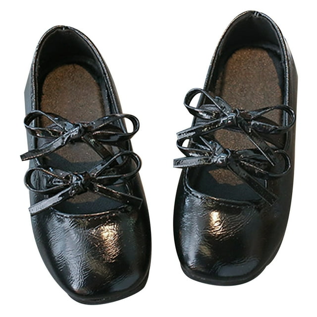 MIASHUI Chaussures Plates pour Filles Mary Jane Princesse pour Fête École, Noir, 9-9,5 Ans