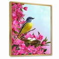 thumbnail image 3 of Designart 'Little Yellow Bird Near The Nest with Pink Flowers' Traditional Framed Canvas Wall Art Print, 3 of 5