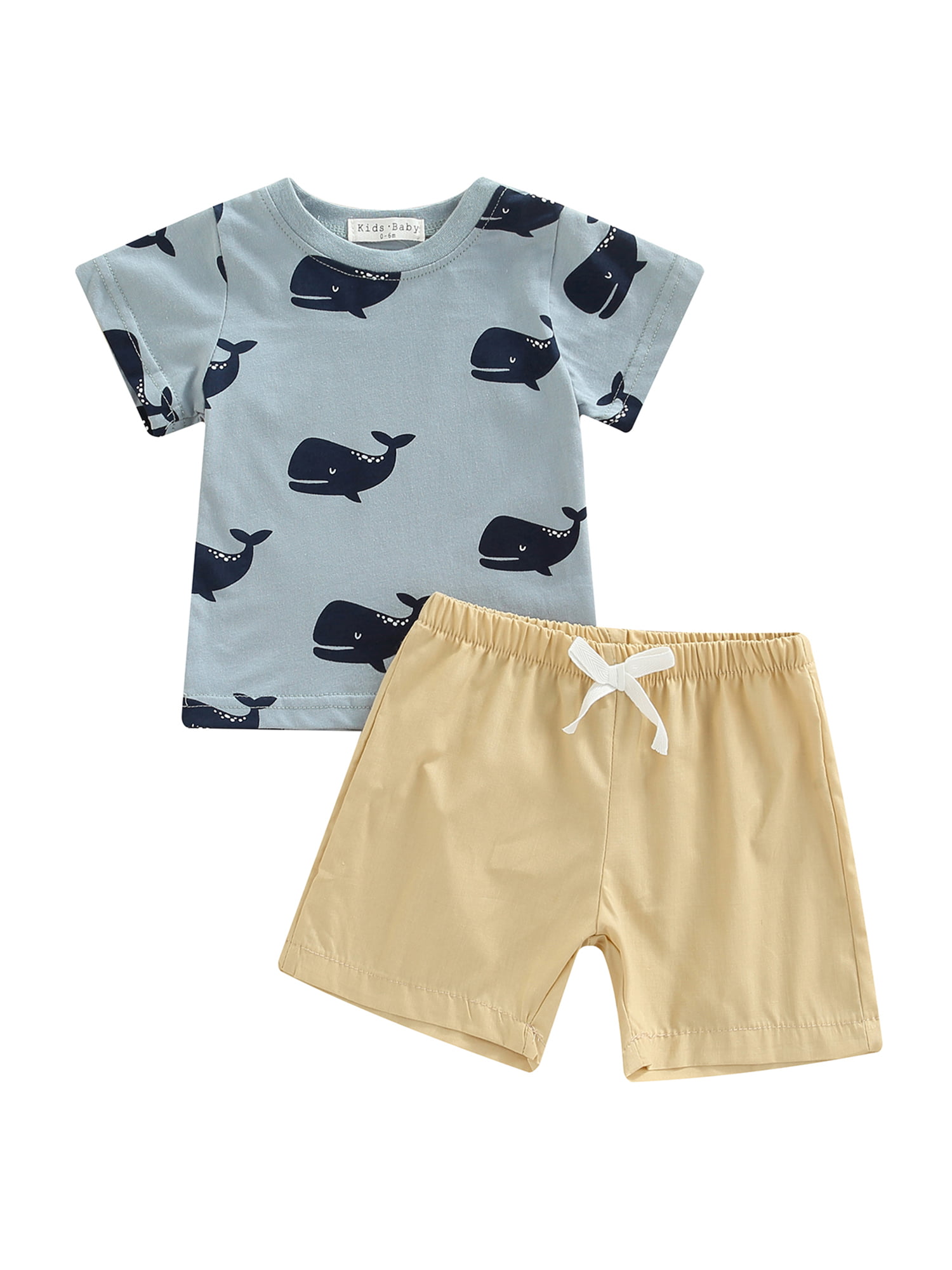 4 Preemie and Newborn Infant Sizes Whale of a Time Baby Shirt Shorts Outfit 