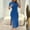 Blue, variant on ZZwxWA Women Short Sleeve Ruched Bodycon Midi Dress Crew Neck Club Party Dresses Side Slit Cocktail Evening Dress