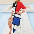thumbnail image 4 of piet mondrian - Composition with Red Blue yellow black white Long Sleeved Shirt Dress elegant guest wedding dress, 4 of 6