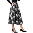 thumbnail image 1 of Falda larga de cintura elástica alta para mujer Falda larga acampanada de invierno a cuadros a cuadros Fokelyi WMPH-1444-9, 1 of 1