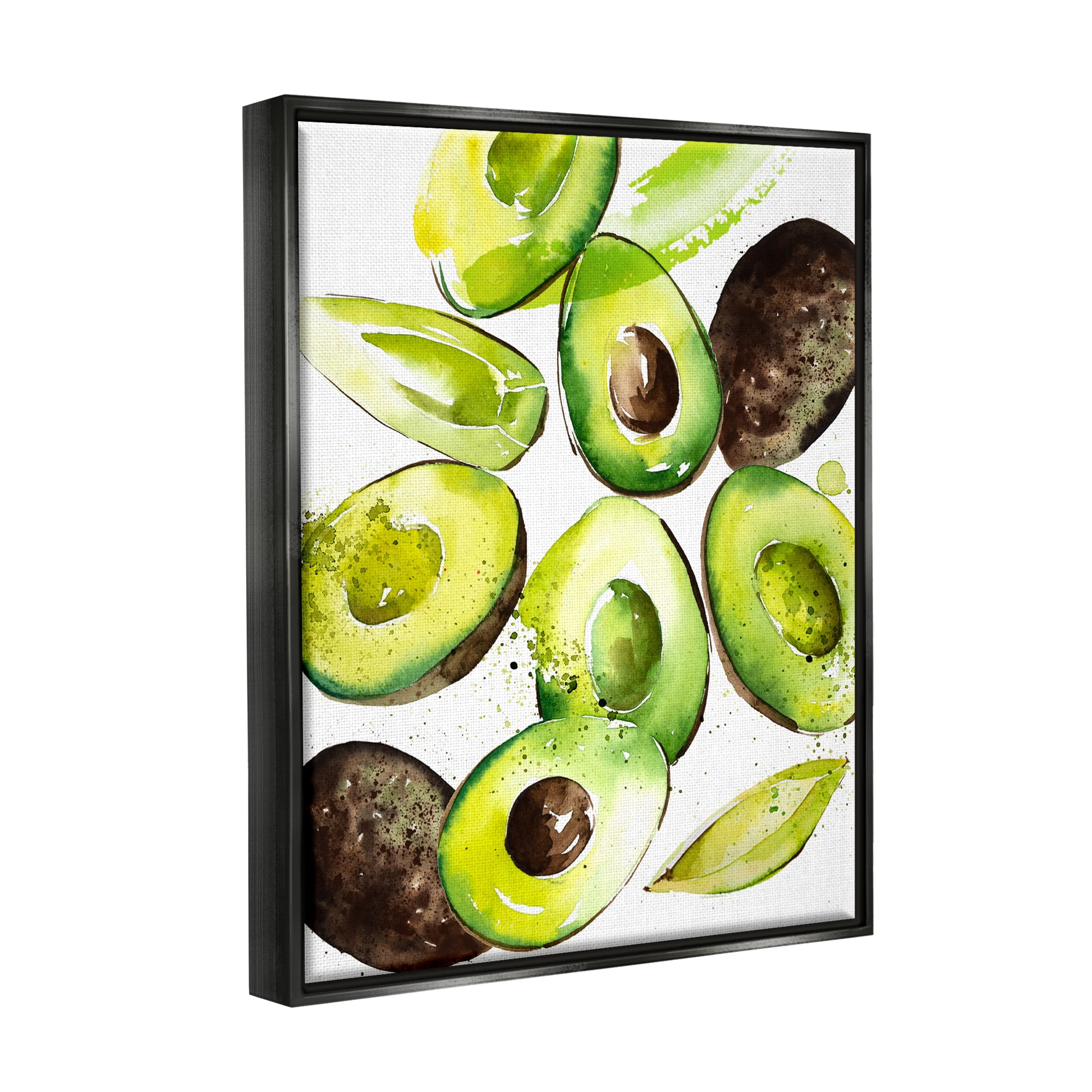 Stupell Industries Modern Avocado Halves Food & Beverage Painting Black Floater Framed Art Print Wall Art, 17 x 21