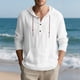 thumbnail image 1 of pstuiky camisa de manga larga para hombre, Suéter playero informal de manga larga con capucha y cordón ajustable para hombre tops de invierno para hombre l, 1 of 9