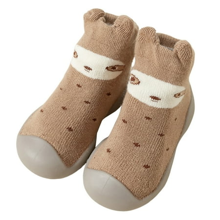 

Entyinea Baby Booties Slippers First Walkers Shoes Warm Socks Crib Shoes Coffee 20