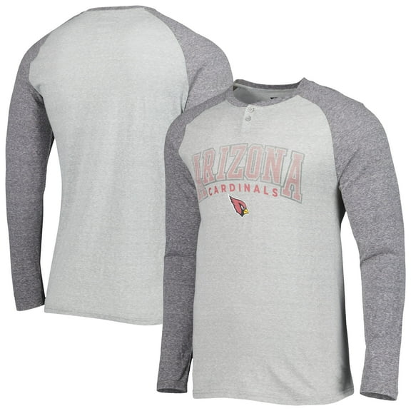 Men's Concepts Sport Heather Gray Arizona Cardinals Ledger Raglan Long Sleeve Henley Top