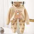 thumbnail image 2 of TOWED22 Baby Toddler Boy Fall Winter Set Outfits 2Pcs Long Sleeve Printed Round Neck T-Shirt Elastic Waist Pants Soft Warm Clothes(Beige,4-5 Y), 2 of 5