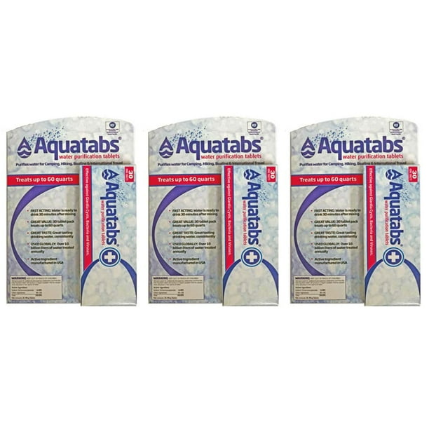 Aquatab'S Water Purification Tablets 3 30 Packs 90 Total Us Epa