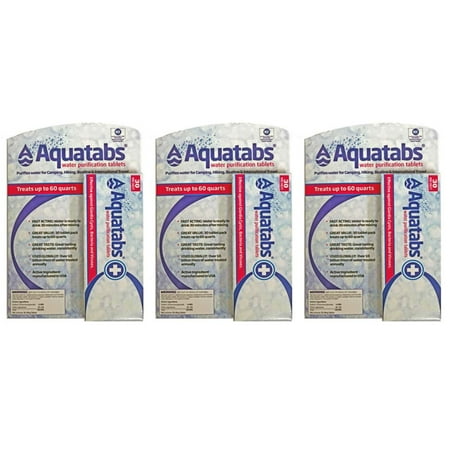 Aquatab'S Water Purification Tablets 3 30 Packs- 90 Total Us Epa Approved Drinking Water Purification