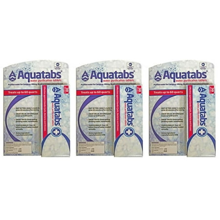 Aquatab's water Purification Tablets 3 30 packs- 90 Total US EPA Approved drinking water (Best Water Purification Tablets Review)