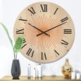 thumbnail image 2 of Designart 'Minimal Bright Shining Orange Sun Rays III' Modern Wood Wall Clock, 2 of 5