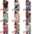 thumbnail image 5 of Ichuanyi Trendy Floral Tunic Tops for Women's Summer Casual Blouse Henley V Neck Short Sleeve Half Buttons Up T-Shirts, 5 of 7