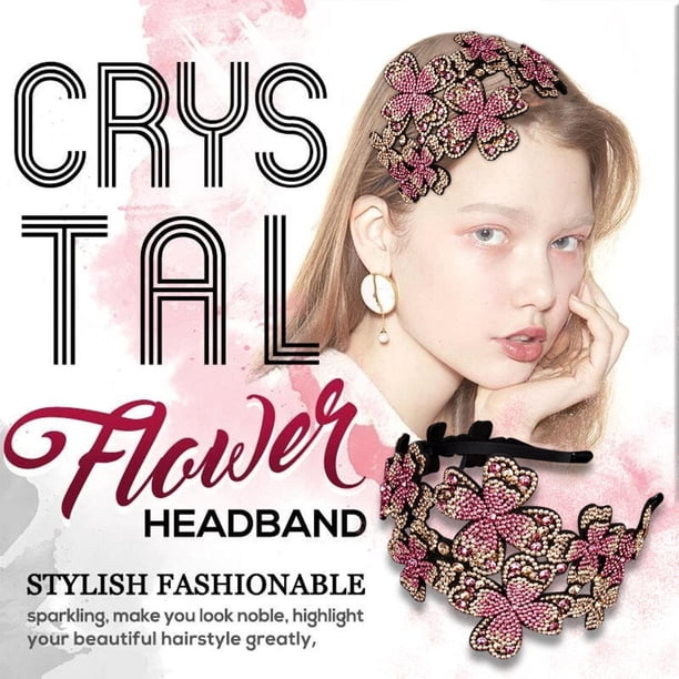 Diademas para mujer, diadema cuadrada con flores de cristal, accesorio para el cabello con cristales brillantes, pinza para el cabello.