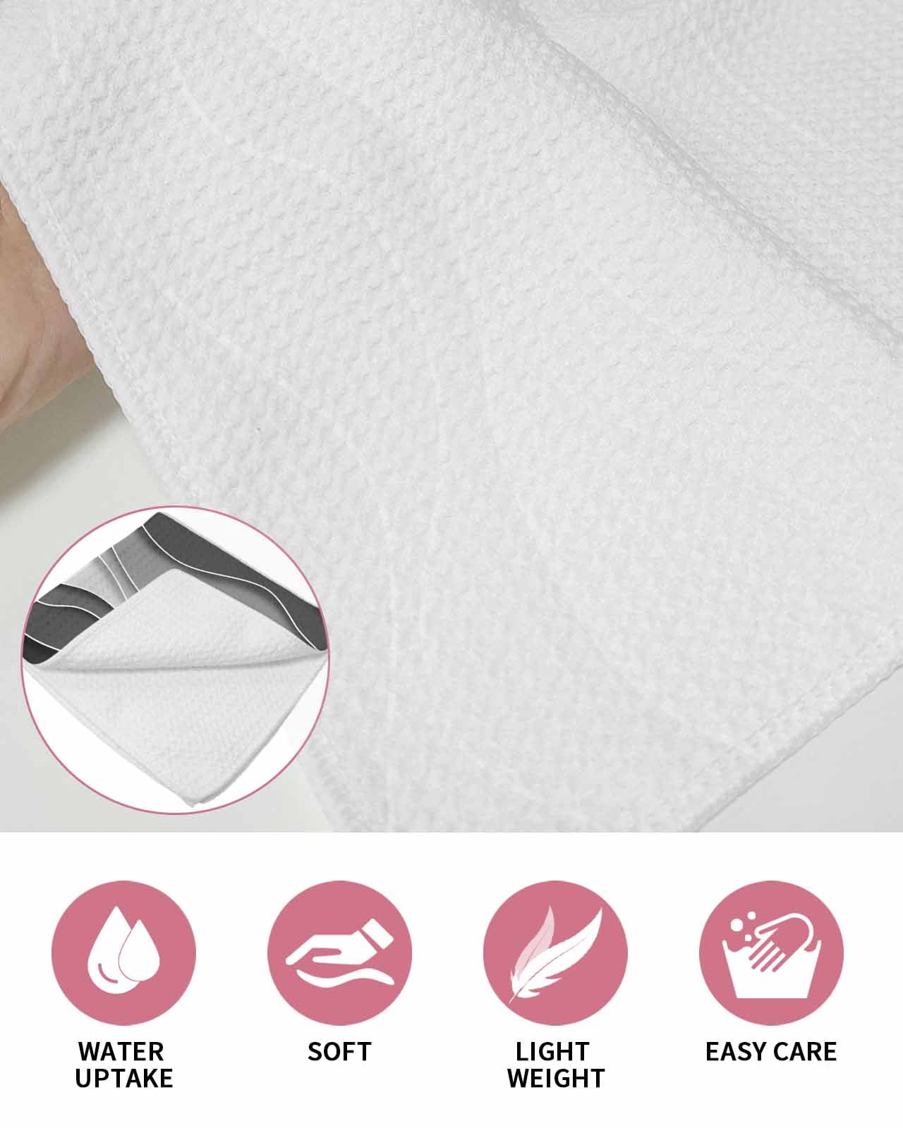 Black Stripes Kitchen Dish Towels for Drying Dishes Set of 4, Modern Simple Greyish Gradient Lines Waffle Weave Microfiber Terry Hand Tea Bathroom Towels Quick Dry & Absorbent Towel 12x12