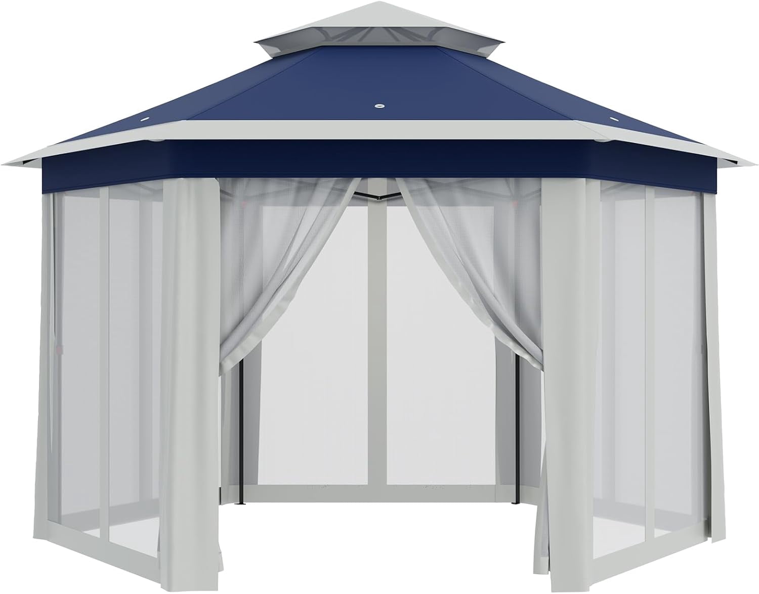 13'x13' Pop Up Gazebo, Hexagonal Outdoor Canopy Tent, [Sturdy Metal Frame] Instant Pop Up Tent with Mesh Netting, Waterproof & UV-Resistant Outdoor Gazebo for Backyard, Patio, Deck, Lawn Party