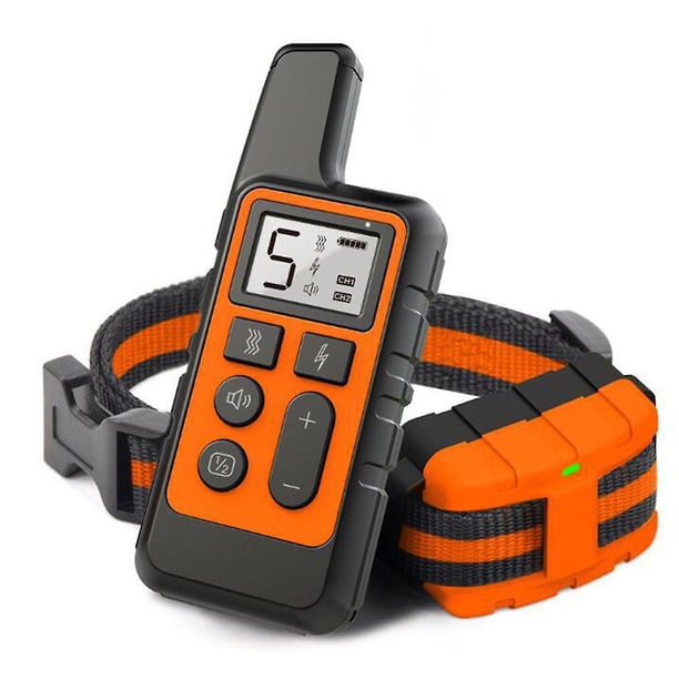 Collar de adiestramiento impermeable para perros con control remoto recargable, alcance de 500 m, color naranja.
