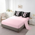 thumbnail image 3 of Erosebridal Initial Letter C Bedding Sets Twin Size, Black Pink Comforter Sets with Sheets, Kawaii Bow-tie Reversible Bed Set, Lightweight Room Decorative, 7pcs, 3 of 6