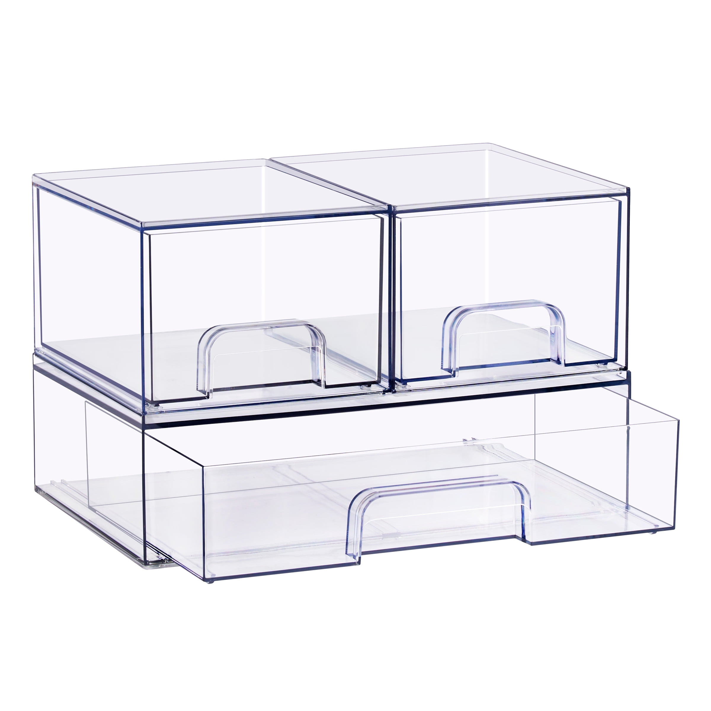 Sorbus Small & Wide Stackable Acrylic Storage Drawers, Clear Baby Organizer Bins, 3-Pack