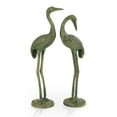 thumbnail image 2 of Bashful Crane Pair Antique Verdigris Green Metal Garden Sculpture, 2 of 2