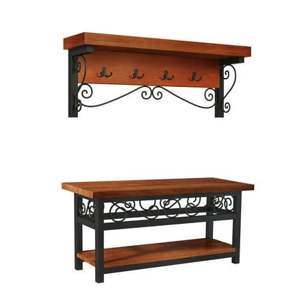 Alaterre Artesian Scrollwork Coat Hook And Bench Set Walmart Com