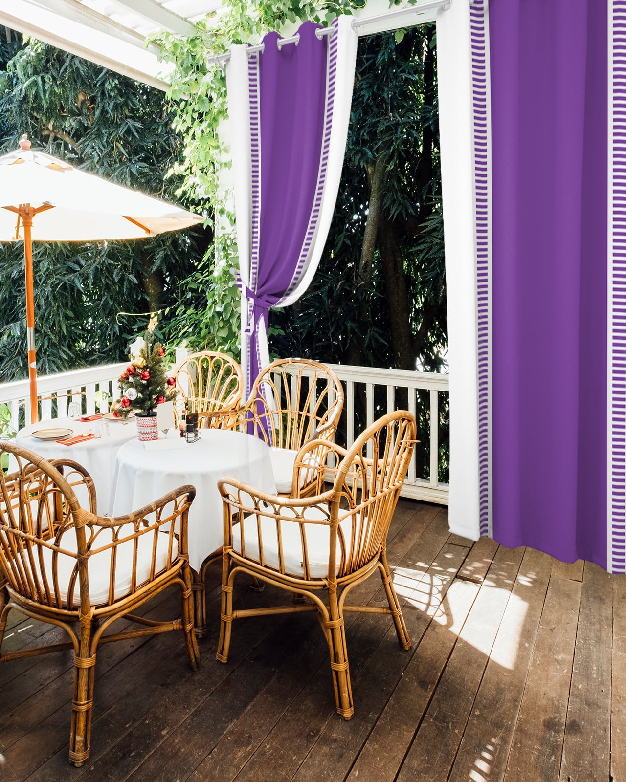 Purple Geometric Outdoor Curtains for Patio, Modern Striped Abstract Art Aesthetics Privacy Drapes Grommet Waterproof Outside Curtains for Porch/Cabana/Balcony 54"x 108", 1 Panel