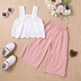 thumbnail image 4 of Gerichy Girls Summer Outfits, Spring And Summer Girls And Children's Flying Sleeve Shirts And Bud Pants Solid Color Casual Two Piece Suit, 4 of 8