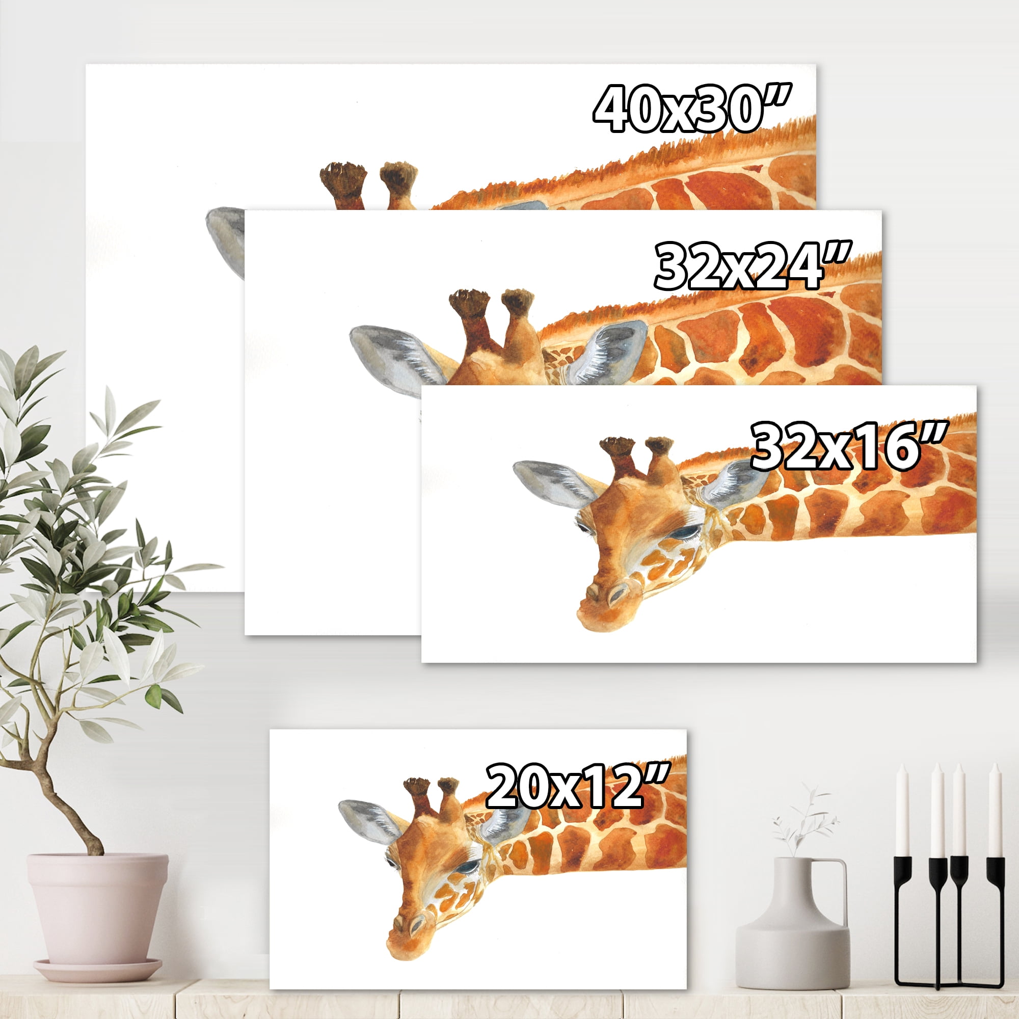 Designart ' Close Up Portrait of A Giraffe IX ' Farmhouse Canvas Wall Art Print
