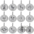 thumbnail image 2 of Exclusive Custom Piece Zodiac Sign Round Medallion White Gold Tone Sagittarius Archer Astrology Horoscope Unisex Pendent Charm 2'', 2 of 2