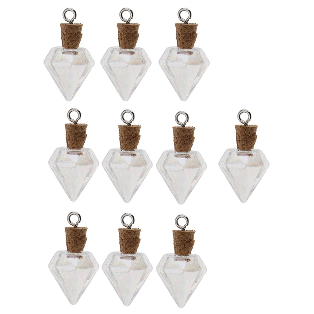 10Pcs Clear Teardrop Glass Bottle Wish Charms Pendants DIY Jewelry Making Gifts 