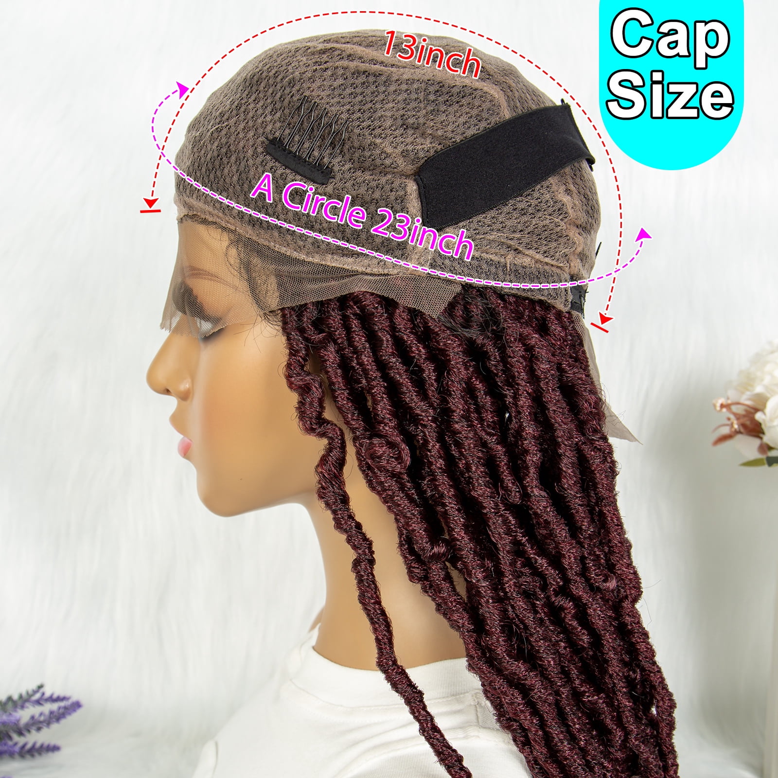 Full Lace Braided Wigs Synthetic Lace Wigs 34 Inches Handmade Braided Wigs Crochet Wigs Faus Locs Braided Wigs for Women (1B/BUG color)