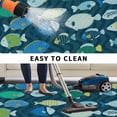 thumbnail image 5 of Deep Green Fishes Outdoor Rug for Patio/Deck/Porch, Non-Slip Large Area Rug 5 x 7 Ft, Cartoon Coastal Ocean Fish Striped Indoor Outdoor Rugs Washable Area Rugs, Reversible Camping Rug Carpet Runner, 5 of 8