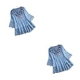 thumbnail image 3 of Blusa vintage Minnieouse Mujer Cuello en V Lazo Azul XXL 2piezas, 3 of 6