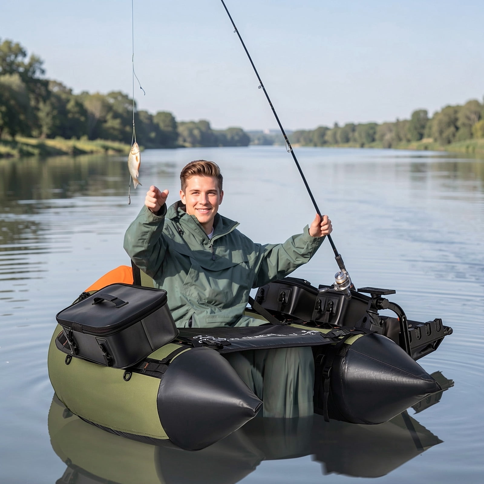 Airfind Inflatable Fishing Boat with 3 Storage Boxes-Camo