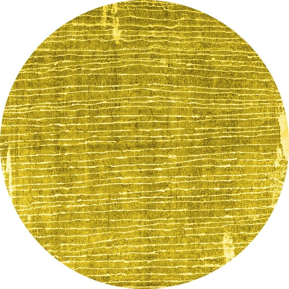 Ahgly Company Machine Washable Indoor Round Persian Yellow Traditional Area Rugs, 4' Round