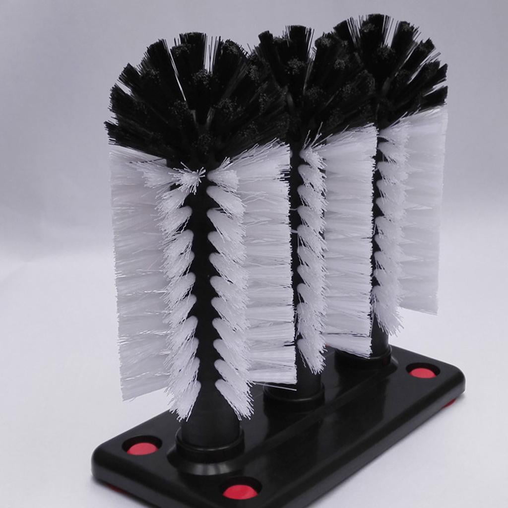 Brush, 3 Brush Glass Washer Triple rinser , Cup Mug Washer Brush, Glass Brushes for Washing Glasses for Home kitchen counter - as described+as described, B B