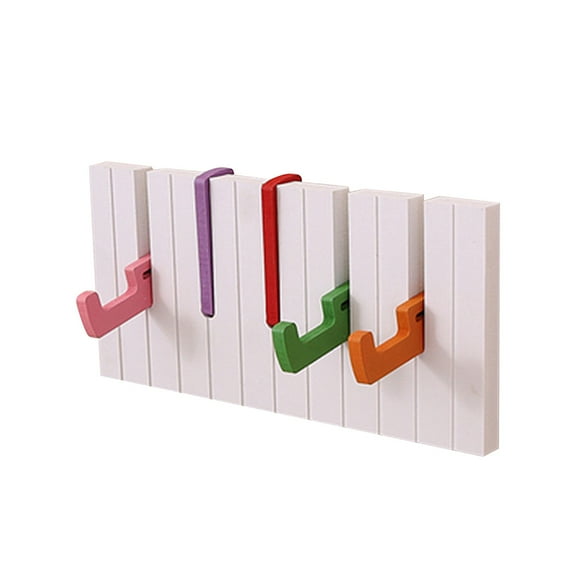 Piano Key Wall Hanger Rack | Foldable Coat & Hat Organizer for Kids Room | Child-Friendly MDF Hook Rack with Mounting Tools Included