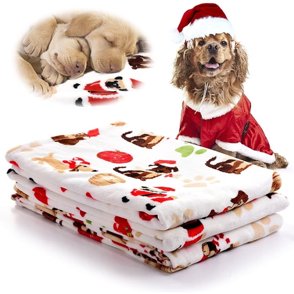LUXMO Pet Blanket Warm Cats Dogs Sleep Mat Pad Bed Cover Sofa Blankets for Kitten Puppy and Other Small Animals - Christmas Dog