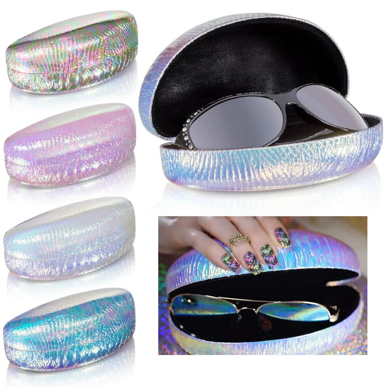 1 PC Large Hard Sunglasses Case Iridescent Holographic Mermaid